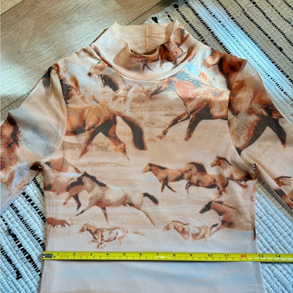 UO Alessia Mock Neck Mini Dress in Desert Horse Print - Picture 6 of 10